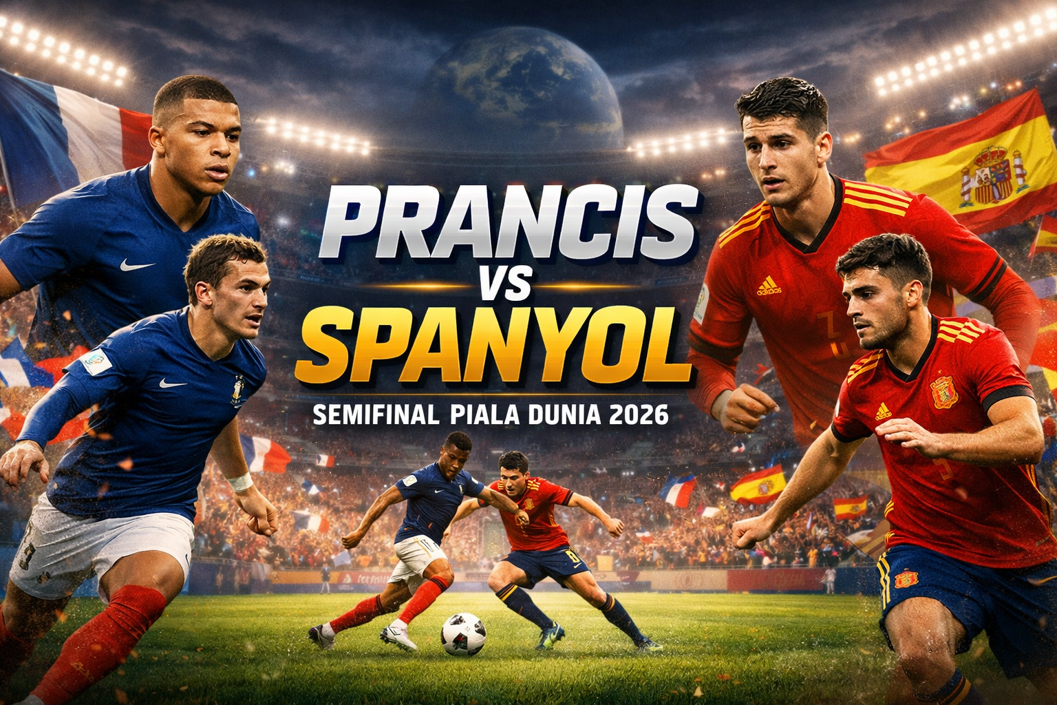 Pertarungan Prancis vs Spanyol Semifinal Piala Dunia 2026 Dini Hari Ini Pukul 02.00 WIB Dapat Dinikmati Lewat Streaming Berkualitas di Jalalive
